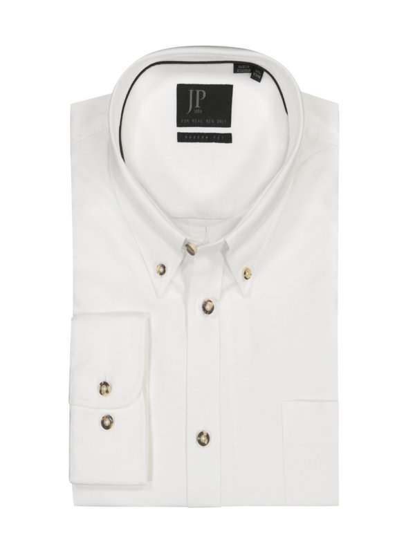 Levně Jp1880, Krojová košile z bavlny s náprsní kapsou Bílá