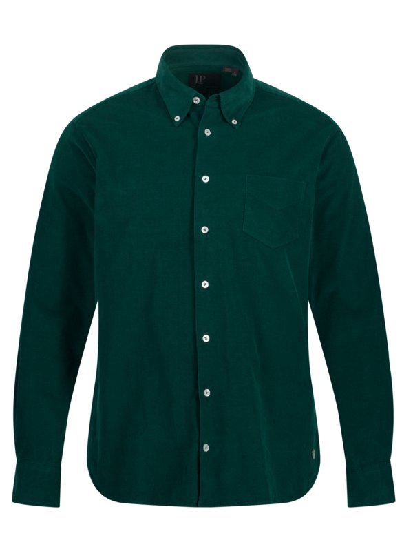 Levně Jp1880, Košile z jemného manšestru, modern fit Zelená
