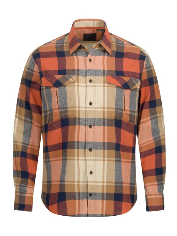 Levně Jp1880, Flanelová košile s károvaným vzorem, modern fit Oranžový