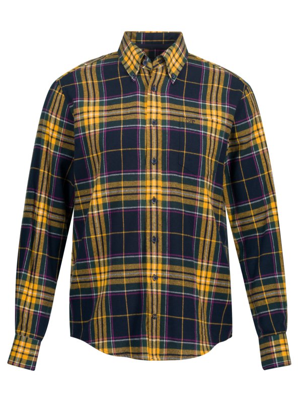 Levně Jp1880, Flanelová košile s glenčekovým vzorem, modern fit Žlutý