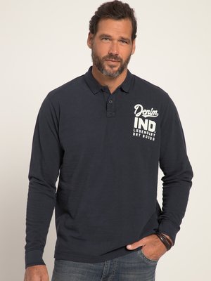Long-sleeved-piqué-polo-shirt-lettering-on-the-chest-