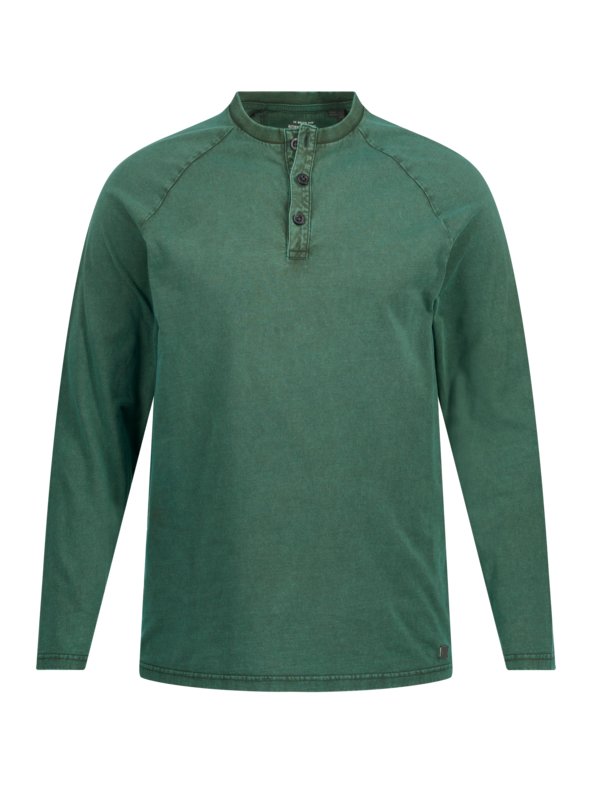 Levně Jp1880, Tričko s dlouhým rukávem a s límcem Serafino, garment dyed Zelená