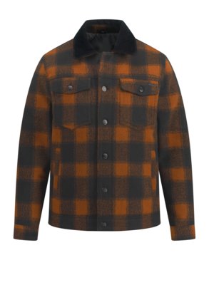Overshirt with check pattern, wool look 
