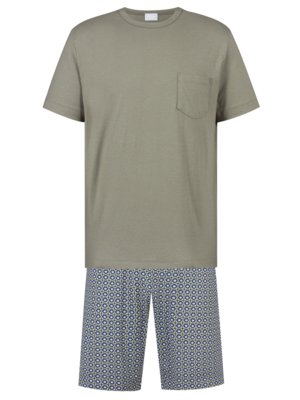 Short-sleeved-pyjamas-with-patterned-bottoms-
