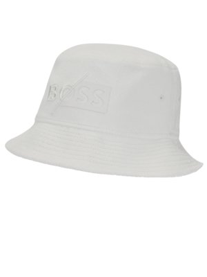 Rybářský klobouk bucket hat z froté s nápisem značky 