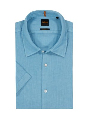 Short-sleeved-linen-shirt,-Regular-Fit