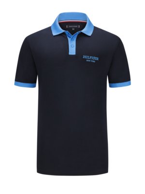 Piqué polo shirt with contrasting collar and stretch 