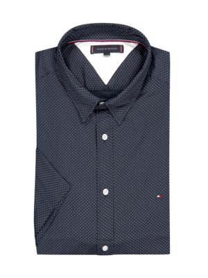Short-sleeved cotton shirt with micro pattern 