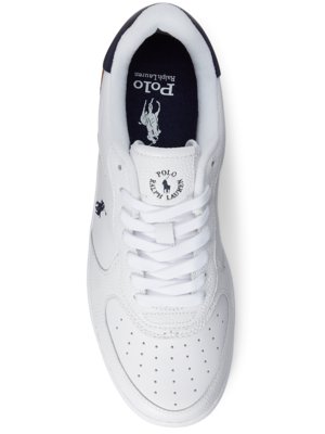 Low Top Sneaker aus genarbtem Leder mit Logo-Stickerei