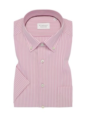 Short-sleeved shirt with striped pattern and breast pocket, Comfort Fit 