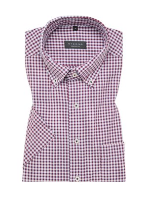 Short-sleeved shirt in seersucker fabric with check pattern, Comfort Fit 