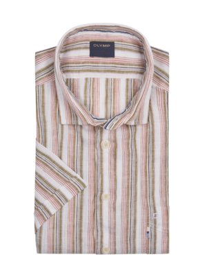 Chemise à manches courtes casual en lin ornée avec rayures