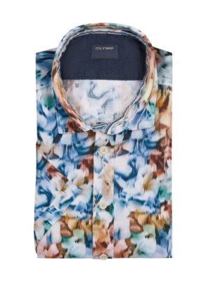 Chemise à manches courtes casual en lin ornée avec imprimé floral