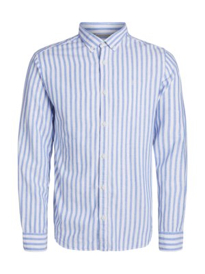 Shirt with stripes in a linen and cotton blend 