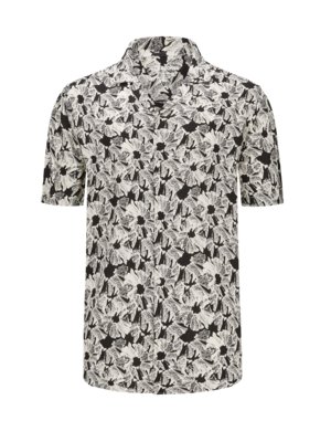 Short-sleeved shirt with resort collar and all-over print 