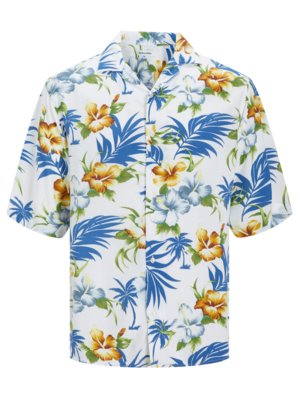 Short-sleeved shirt with floral pattern and resort collar 