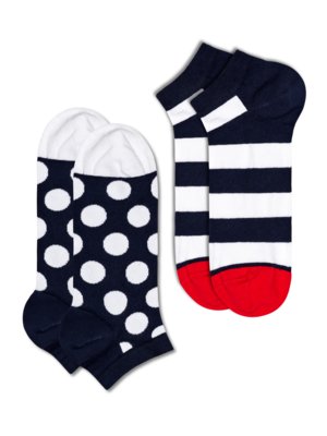 2er Pack Sneaker Socken mit Streifen und Punkten 