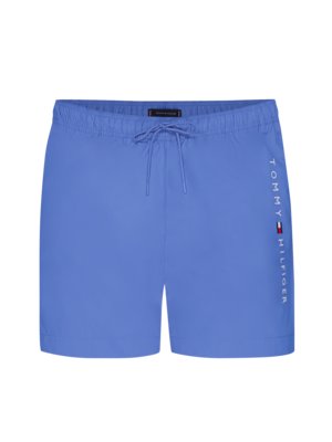 Swim-shorts-with-contrasting-logo-lettering,-Regular-Fit