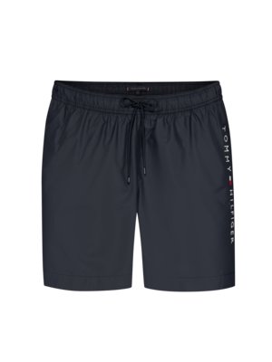 Swim-shorts-with-contrasting-logo-lettering,-Regular-Fit