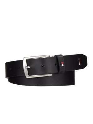 Leather belt with rectangular buckle 