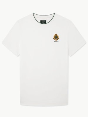 T-shirt z bawełny z wyhaftowanym logo, classic fit 