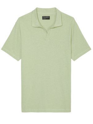 Poloshirt-mit-V-Ausschnitt-und-Leinenanteil-