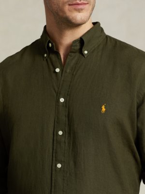 Leinenhemd mit Button-Down-Kragen