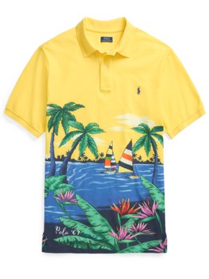 Piqué polo shirt with beach motif