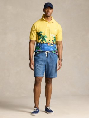 Piqué polo shirt with beach motif
