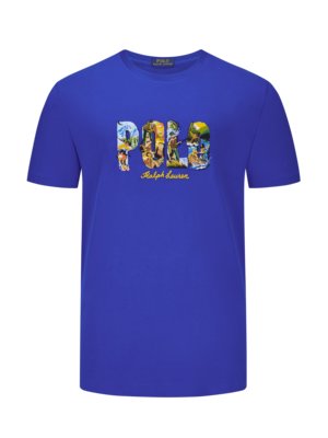 T-shirt with embroidered logo and outdoor motifs