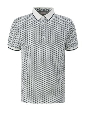 Piqué polo shirt with all-over print 