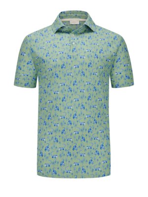 Cotton-piqué-polo-shirt-with-crocodile-print-