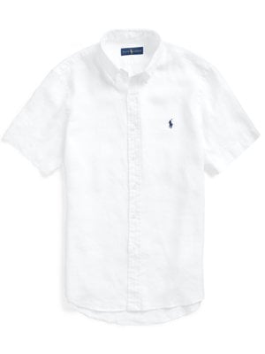 Lněná košile s krátkým rukávem a propínacím límcem 