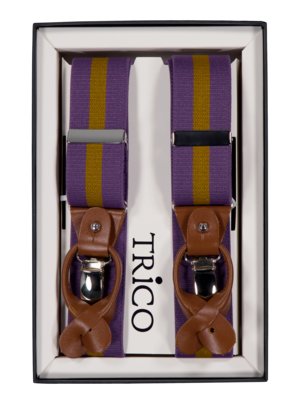 Suspenders with leather loops, striped 