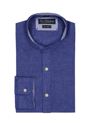 Melange linen shirt with standing collar