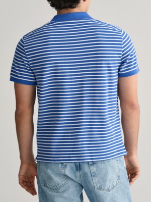 Piqué polo shirt with striped pattern and stretch fabric 