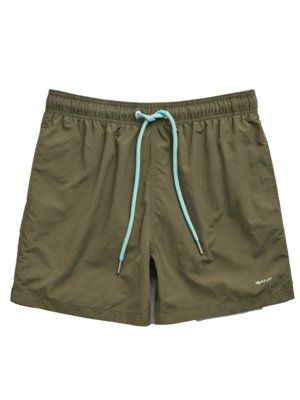 Swimming trunks with contrasting logo detail