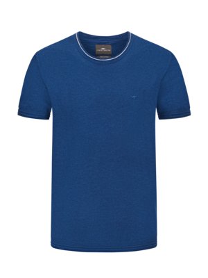 Cotton T-shirt in a knit look with linen