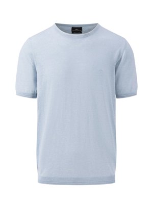 Cotton T-shirt in a knit look with linen