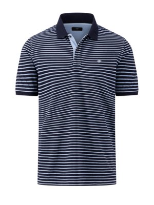 Poloshirt-mit-Streifen-Muster,-Garment-Dyed,-Extralang-