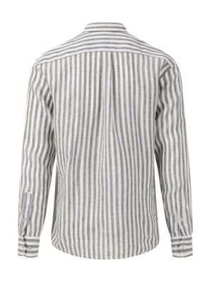 Linen-shirt-with-wide-stripes,-extra-long-