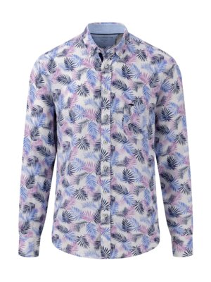Linen shirt with floral pattern, extra long 