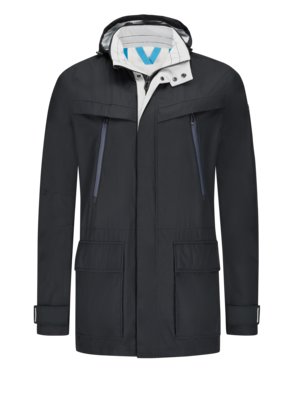 ightweight functional jacket with a hood in the collar