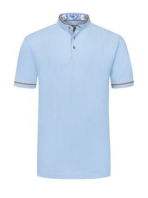Polo-shirt-with-standing-collar-in-piqué-fabric,-Tracht