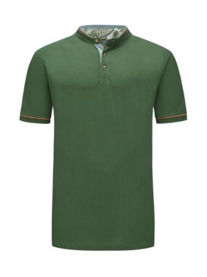 Polo-shirt-with-standing-collar-in-piqué-fabric,-Tracht