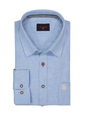 Traditional linen shirt with fine pepita pattern 