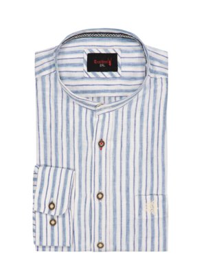 Traditional linen shirt with standing collar 