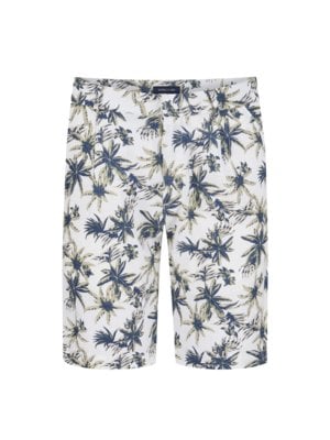 Lightweight linen-blend Bermuda shorts with palm tree print (CARE BAG NOT INCLUDED)