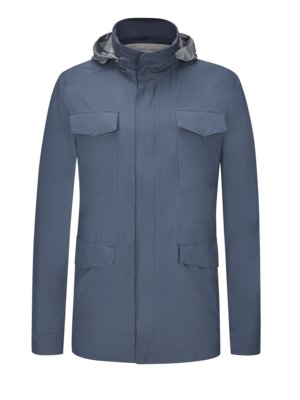 Light field jacket with hood in the collar, waterproof 