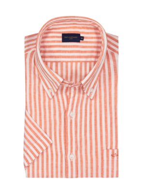Short-sleeved linen shirt with striped pattern